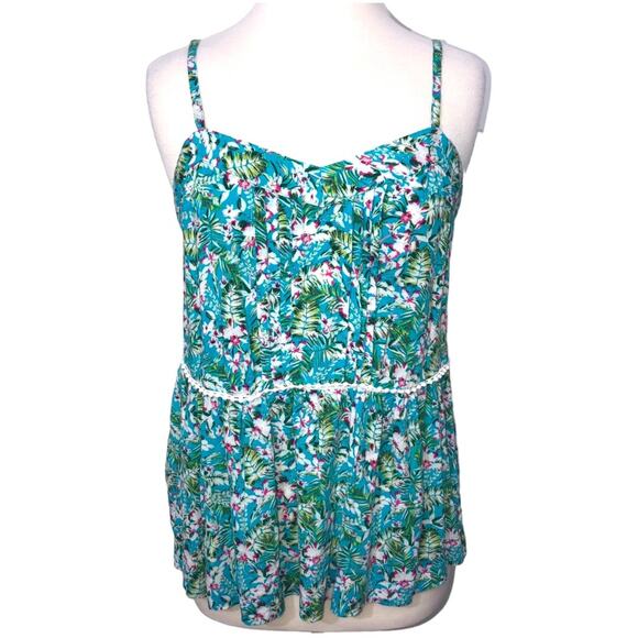 Matilda Jane Tropical Dream Cami Turquoise Blue Tank Top Hello Lovely Large EUC - Picture 2 of 8